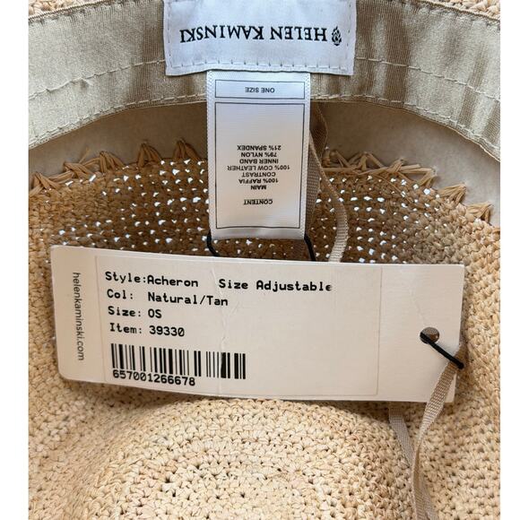 Helen Kaminski OS Acheron Adjustable Raffia Leather Wide Brim Fedora Sun Hat - Picture 10 of 10